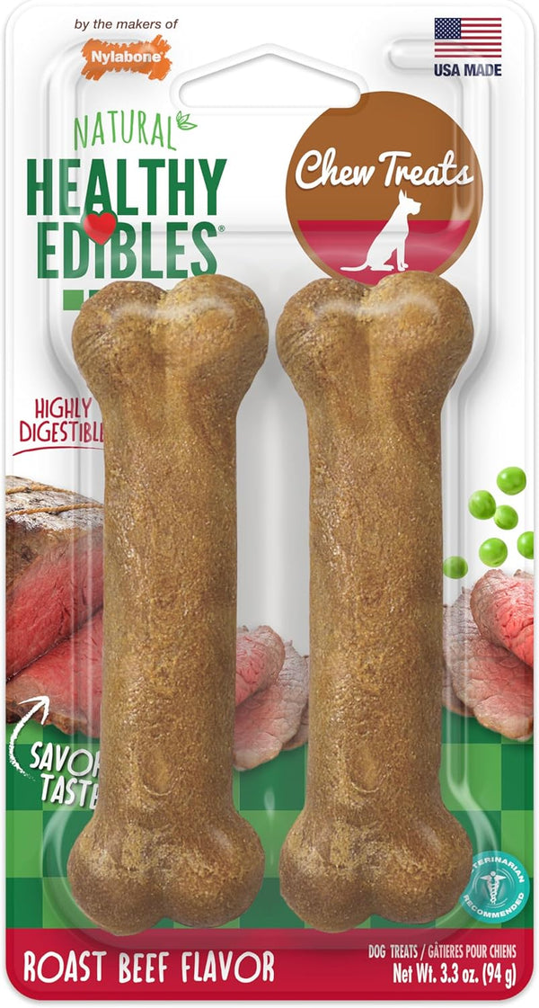 Nylabone Healthy Edibles Dog Treats Variety Pack, Small, 3 Count | Roast Beef, Chicken, & Bacon Flavor, Natural Dog Treats, USA Made, Highly Digestible, Dog Bones for Small Dogs up to 25 Lbs13