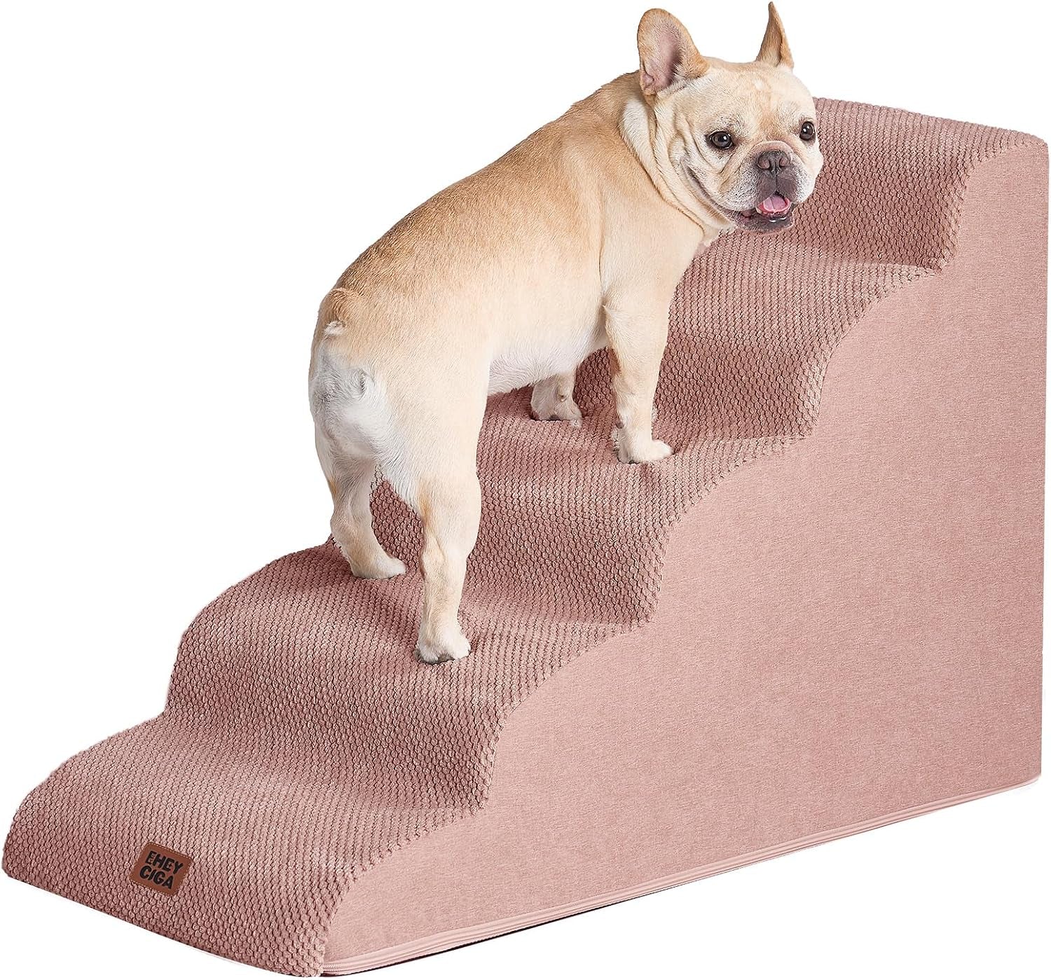 eheyciga-curved-dog-stairs-ramp-for-5-step-high-beds-22-6-h-dog-steps-33d-density-of-pure-foam-for-small-dogs-and-cats-pet-stairs-for-high-bed-climbing-non-slip-balanced-pet-step-indoor-grey