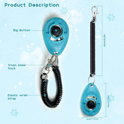 Dog Training Clicker with Sring Wrist and Keyring - Pet Dog Training Clickers for Puppy, Cat, Potty, Bird, Horse, Pet, Trainer Training Tools, Behavior Aids4