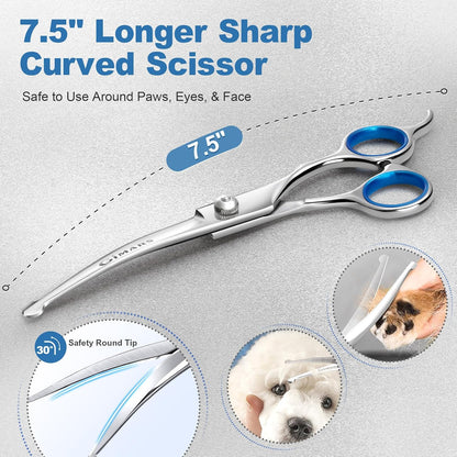 Gimars Titanium Coated Professional 6 in 1 4CR Stainless Steel Dog Grooming Scissors with Safety round Tip, Heavy Duty Pet Grooming Scissor for Dogs, Cats and Other Animals2