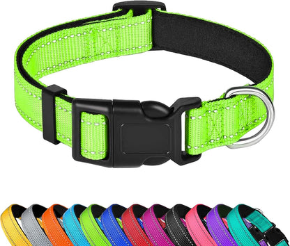 Reflective Dog Collar, Adjustable Soft Neoprene Padded,Teal,M | Breathable Nylon for Medium Dogs,Tear-Resistant Webbing,Chafe‑Free on Walks and Hikes,Metal D-Ring,Night Safety7