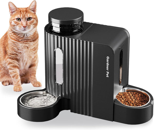 Gardner Pet Automatic Gravity Cat Food Feeder and Water Dispenser Stainless Steel Two-In-One Set Large Capacity Dispenser for Pets Dogs, Puppies, Kittens-(0.8 Gallons X 2)16