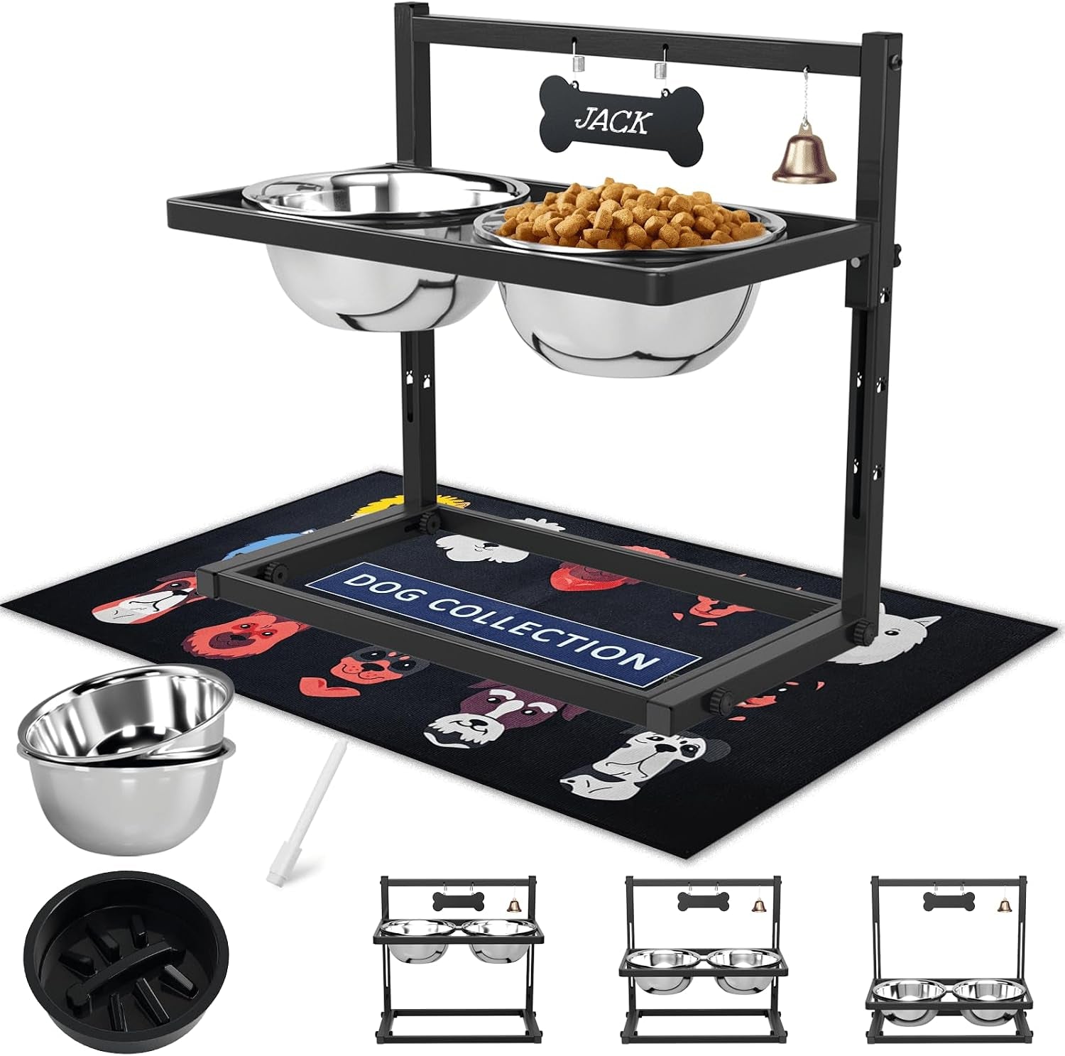 elevated-dog-bowls-with-slow-feeder-for-large-dogs-adjustable-raised-stand-with-2-stainless-steel-bowls-spill-proof-mat-non-slip-dog-feeder-for-large-medium-dogs-black