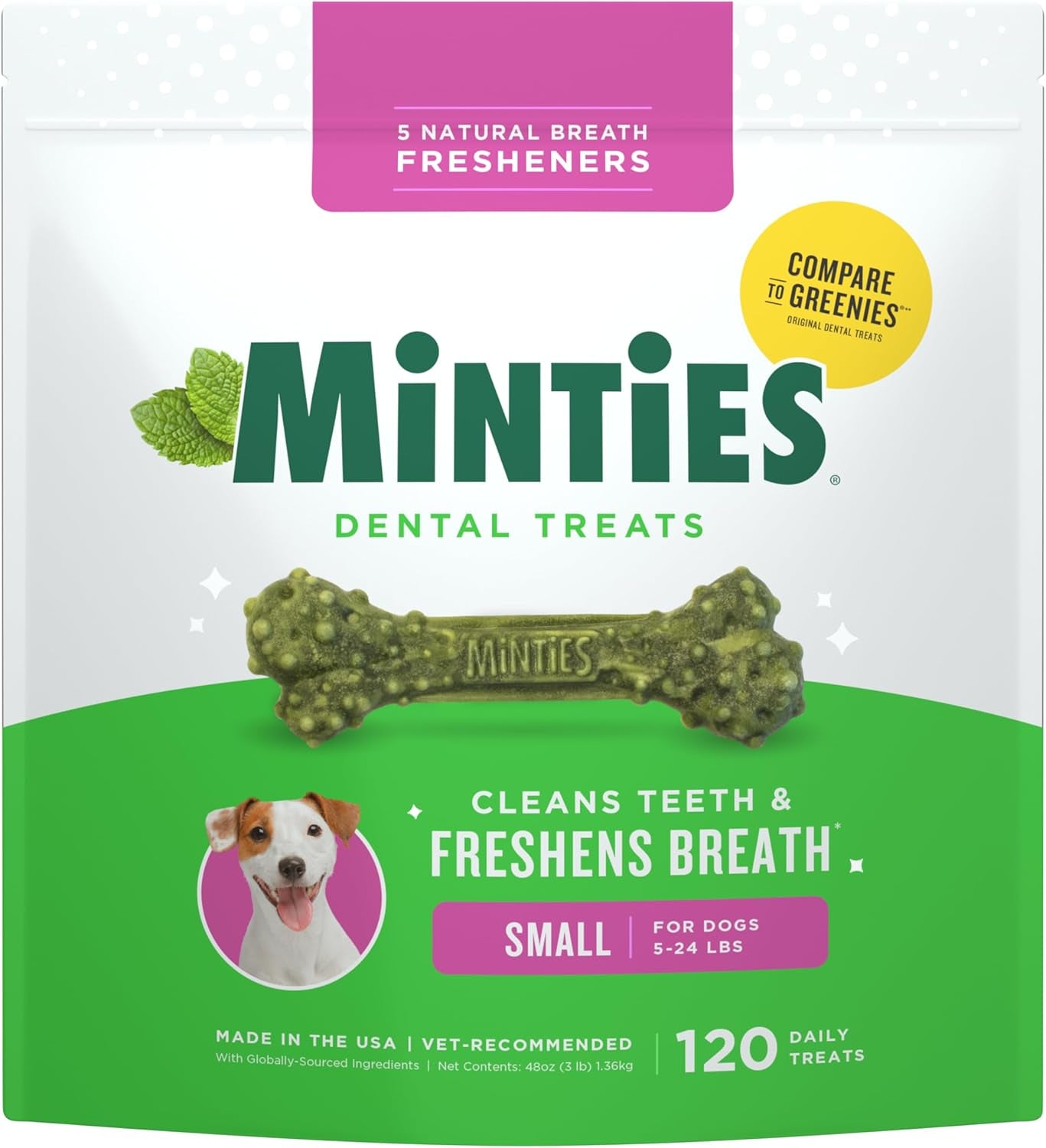 minties-dog-dental-bone-treats-tiny-small-dental-dog-treats-16-ounces-cleans-teeth-fight-bad-breath-removes-plaque-and-tartar-40-count