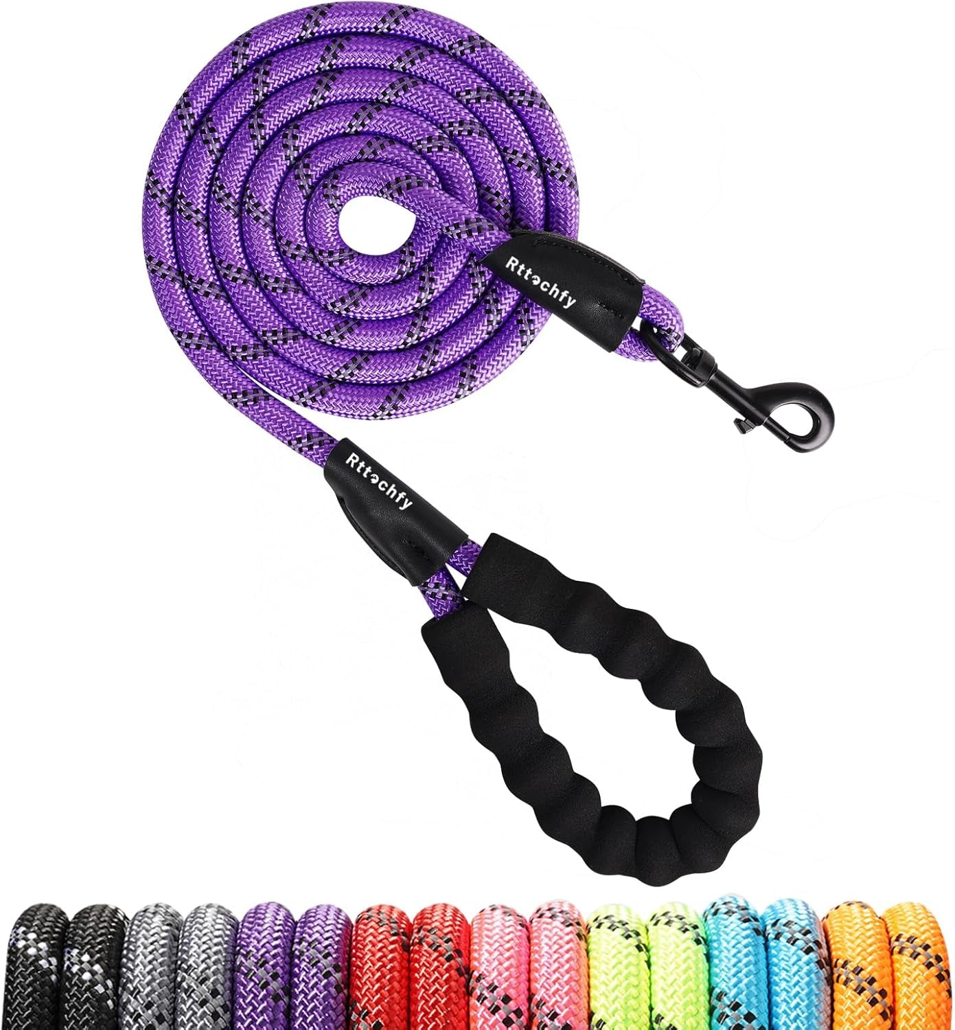 rttochfy-rope-dog-leash-2-4-5-6-8-10-ft-with-comfortable-padded-handle-and-highly-reflective-threads-for-small-medium-and-large-dogs-heavy-duty-1-2-5-ft-blue