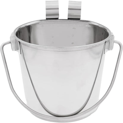 Fuzzy Puppy Flat Sided Pail with Dual Hooks, Snugly Fit on Dog, Cat and Critter Crates & Cages, Heavy Duty Stainless Steel | 1 Quart, 12-Pack (PN: FSP-1-12PK)2