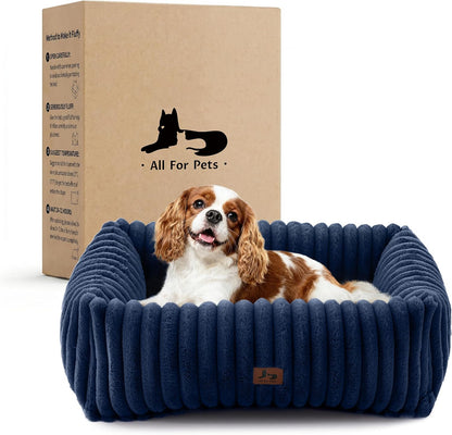 Cute Dog Bed for Small Dogs & Cats,Washable Fluffy Cat Beds for Indoor Cats, Rectangle Orthopedic Memory Foam Puppy Beds with Anti-Slip Bottom, 20 X19 X 7 Inches, Cream(20X19X6Inchs)20