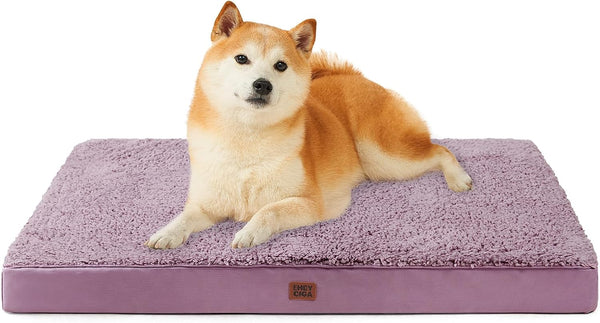 EHEYCIGA Orthopedic Dog Bed Large with Removable Washable Cover,Grey,41X27 | Egg Crate Foam Support,Durable Oxford Fabric,Non-Slip Bottom,Machine Washable,Soft Waterproof Plush Pet Bed Mat for Crate88