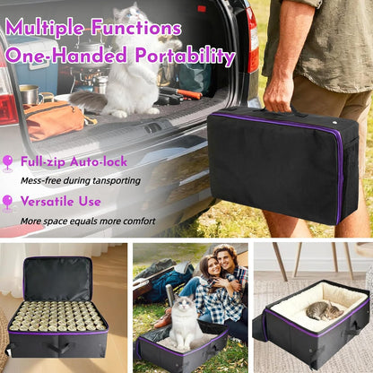 20X14X6.5 Inches, Large Portable Cat Travel Litter Box with Zipped Lid & 10 Liners, Leak-Proof, Lightweight, Sturdy & Waterproof and Foldable Travel Cat Litter Box for Hotels, Car, & Camping6