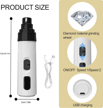 Silent Pet Nail Grinder for Dogs & Cats, 3 Grinding Heads | Professional 2-Speed Rechargeable Dog Nail Trimmer for Small/Medium Dogs & Cats, Painless Paw Grooming8