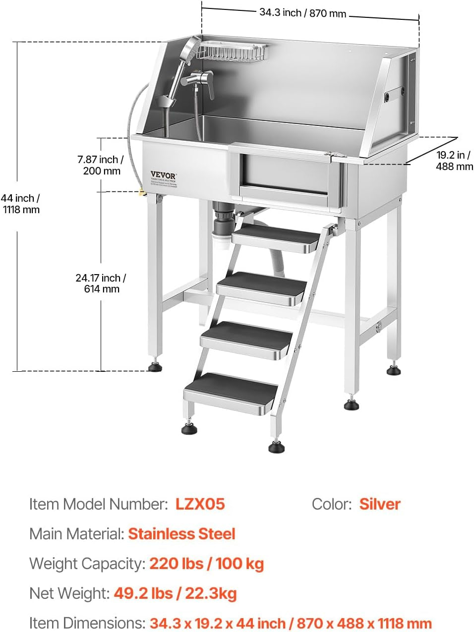 vevor-dog-washing-station-34-professional-stainless-steel-pet-grooming-tub-bathtub-with-shower-faucet-soap-holder-non-slip-stairs-right-door-easy-clean-pet-wash-sink-for-small-dogs-cats
