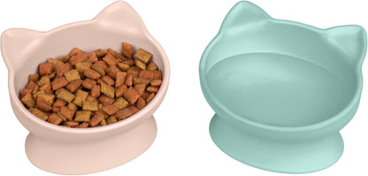 Kitty City Elevated Cat Bowls (Set of 2), Whisker-Friendly Raised Cat Food & Water Dishes, Modern Pedestal Design, Dishwasher Safe, 6.5 Oz Each – White & Gray9