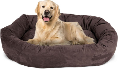 Majestic Pet 32 Inch Suede Calming Dog Bed Washable – Cozy Soft round Dog Bed with Spine Support for Dogs to Rest Their Head - Fluffy Donut Dog Bed 32X23X7 (Inch) - round Pet Bed Medium – Sage63