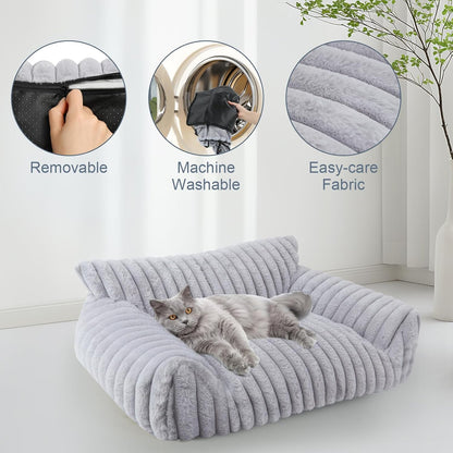 Cute Cat Couch Bed for Indoor Cats, Dog Beds for Small Dogs Couch, S, Grey | Dog Couch Bed with Removable Washable Cover,Cute Fluffy Pet Sofa Cat Couch Bed,Washable Dog Bed Medium Large Size Dog7