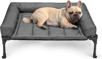 Veehoo Outdoor Elevated Dog Bed with Waterproof Bolster Cushion, Cooling | Raised Dog Bed with Removable & Washable Mat Topper, Breathable Mesh, Dog Couch Cot for Indoor Outdoor, 42", Large, Black15