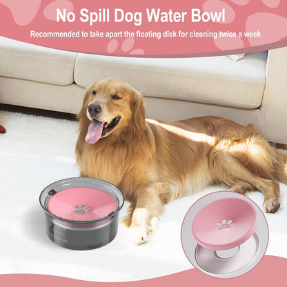 2L Dog Water Bowl Large Capacity Slow Water Feeder, No Spill Dog Bowl Splash Proof Pet Water Dispenser,Vehicle Carried Travel Water Floating Bowl for Dogs/Cats/Pets (Pink)6