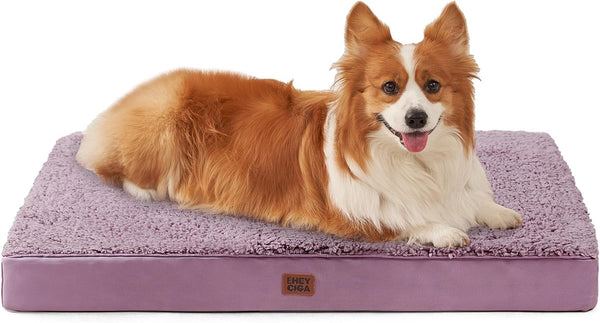EHEYCIGA Orthopedic Dog Bed Large with Removable Washable Cover,Grey,41X27 | Egg Crate Foam Support,Durable Oxford Fabric,Non-Slip Bottom,Machine Washable,Soft Waterproof Plush Pet Bed Mat for Crate61