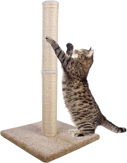 Cat Scratching Post Carpet, Tall Big Sisal Rope Cat Scratch Pole for Cats and Kittens, Stable Carpeted Heavy Base (Beige/Yellow)1