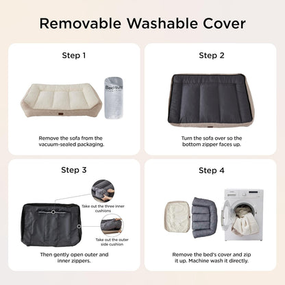 Bedsure Supportmax™ XL Orthopedic Dog Beds Large Sized Dog - Extra Thick Supportive Dogs Couch with Waterproof Washable Cover, Extra Large Comfort Pet Sofa with Soft Sherpa & Nonskid Bottom, Grey, 42"9