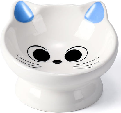 Raised Cat Food Bowl Ceramic 15° Tilted Cat Food Bowls Protect Cat'S Spine anti Vomiting Backflow Prevention Bowls for Adult Kitty, Kitten, and Small Dogs, Pink10
