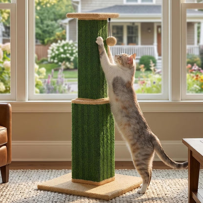 PAWZ Road Large Cat Scratching Post 32" Tall Black Cat Scratcher | Heavy Duty Cat Post with 16X16”Large Base Covered Sturdy Woven Sisal Scratcher and Cat Toy Ball for Adult and Indoor Cats8
