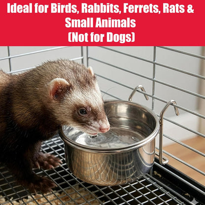 SPOT Stainless Steel Mini Coop Cup with Wire Hooks – 10 Oz Small Pet Food & Water Bowl, Rust-Resistant & Easy to Clean, Attaches to Cages for Birds, Parrots, Rabbits, Ferrets, Rats & Small Pets5