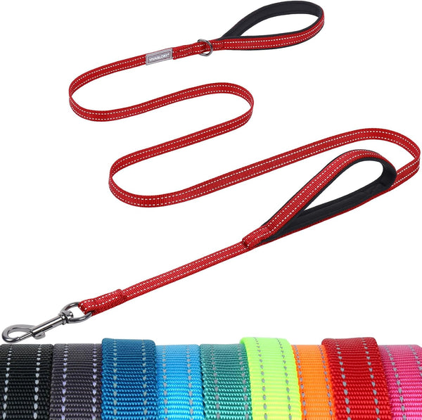 VIVAGLORY Double Handle Dog Leash Twingrip, 6Ft X 1In, Navy | Dog Leash for Collar with Traffic Handle & 2 Loop for Walking & Training, Traffic Control Reflective Heavy Duty Puppy Pet34