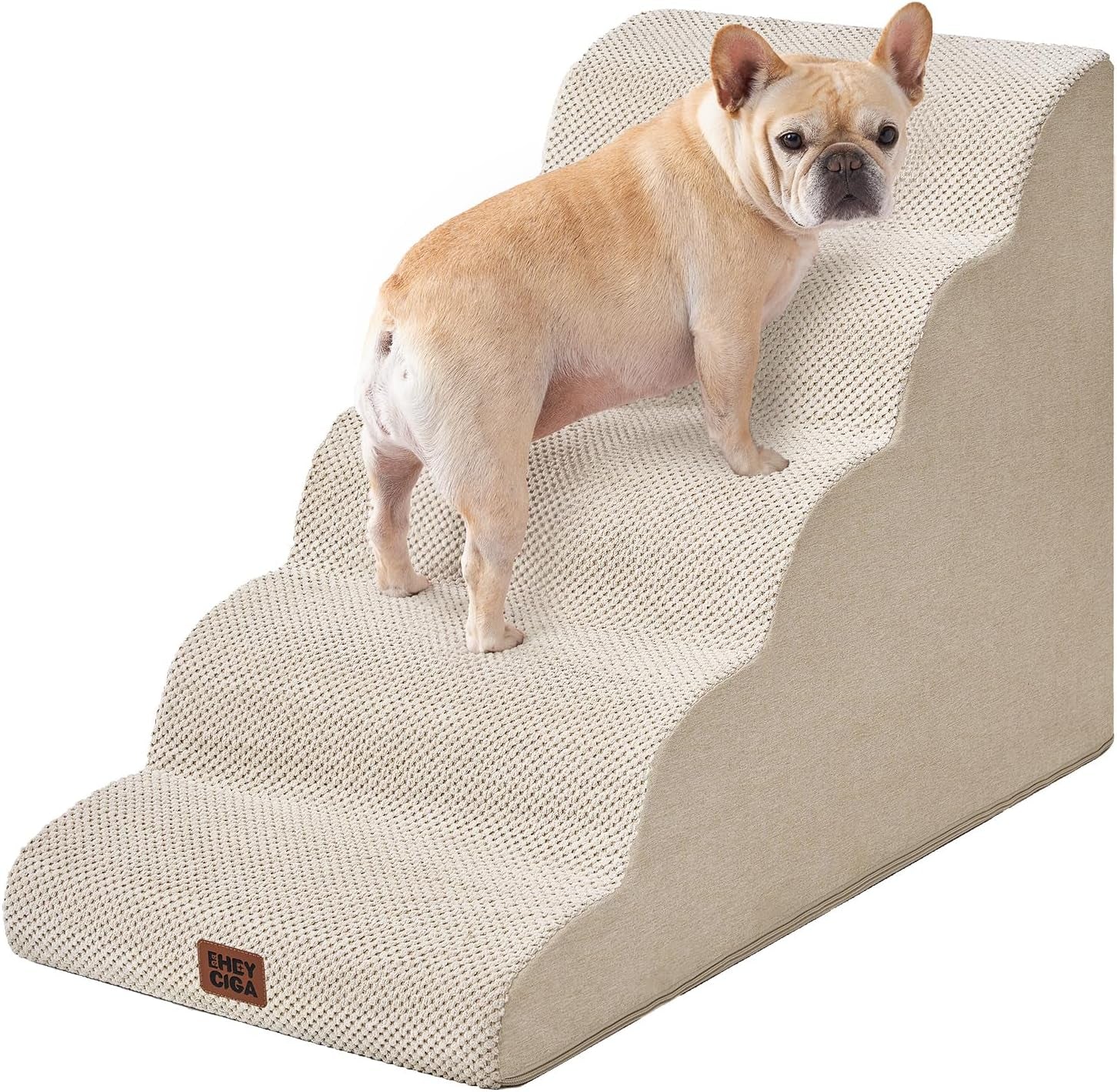 eheyciga-curved-dog-stairs-ramp-for-5-step-high-beds-22-6-h-dog-steps-33d-density-of-pure-foam-for-small-dogs-and-cats-pet-stairs-for-high-bed-climbing-non-slip-balanced-pet-step-indoor-grey