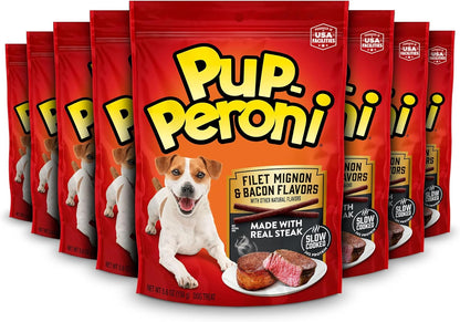 Pup-Peroni Dog Training Treats Made with Real Beef, 8 Bags (5.6 Oz. Each) | Slow Cooked 2.5+ Hours for a Tender Texture & Rich, Meaty Taste. 24% Protein. No Fillers. No Red 40.21