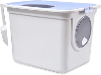Dog Potty Training Toilet ﻿ Large Closed Cat Litter Box Pan Double Door Design Potty Top Entry Type Anti-Splashing Supplies with Pet Plastic Scoop(B)1