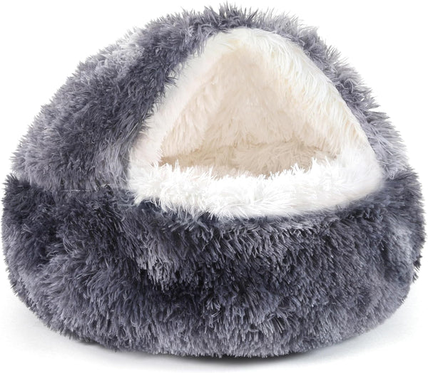 NOYAL round Hooded Donut Dog Bed for Small & Medium Pets - Plush Fluffy Anti-Anxiety Cat Cave Bed with Cover31