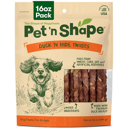 Pet 'N Shape Duck 'N Hide Twists - Duck Wrapped Rawhide Natural Dog Treats, Small, 1 Pound (Pack of 1)1