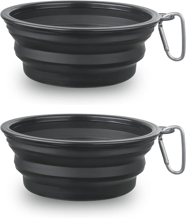 Dog Bowl Pet Collapsible Bowls, 2 Pack for Cats Dogs, Portable Pet Feeding Watering Dish for Walking Parking Traveling with 2 Carabiners (Small, Blue+Green)33