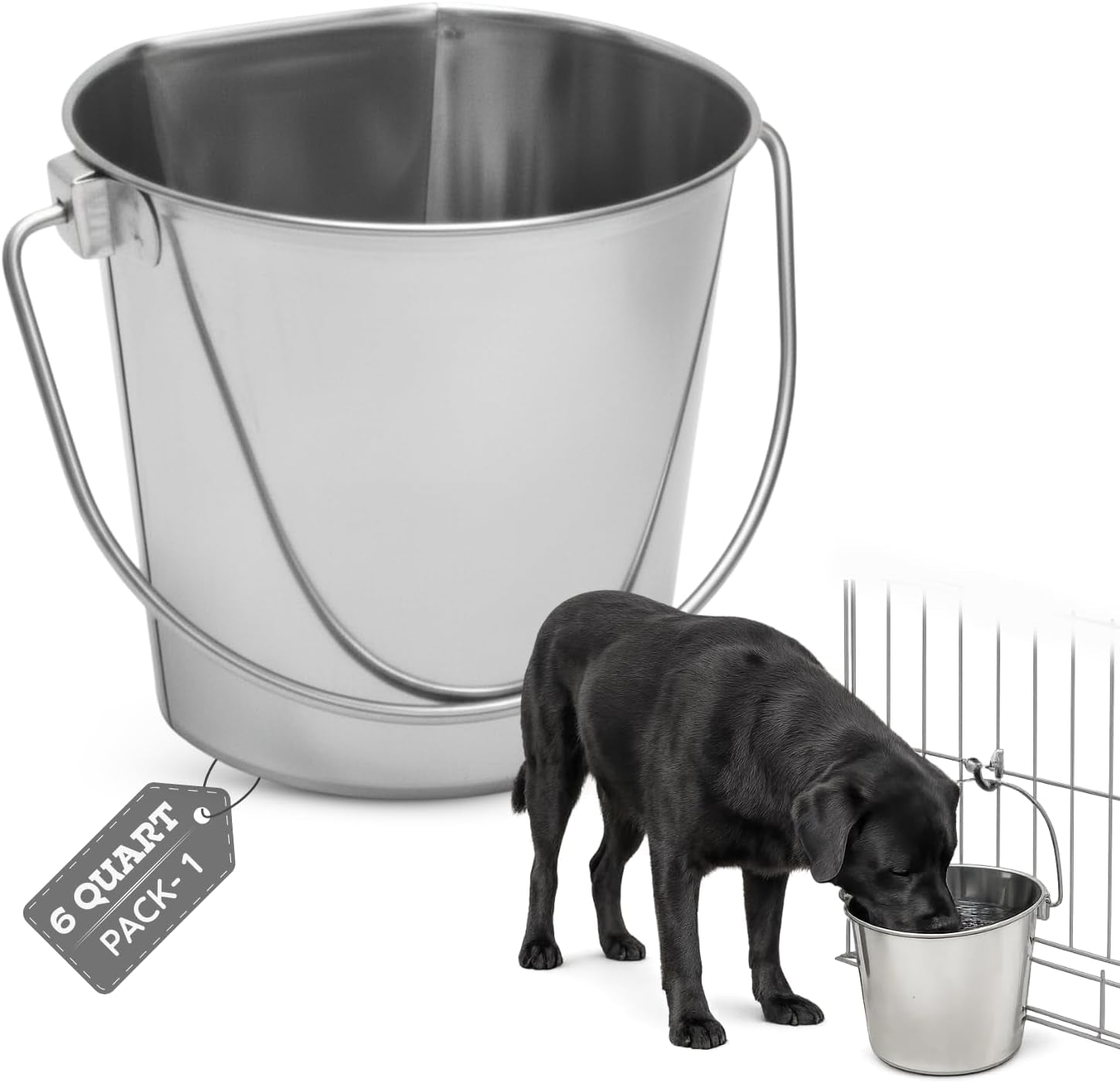 stainless-steel-flat-side-bucket-1-quart-0-25-gallon-heavy-duty-hanging-food-water-pail-for-dogs-cats-birds-kennel-cages-crates-durable-rustproof-multi-purpose-feeding-buckets