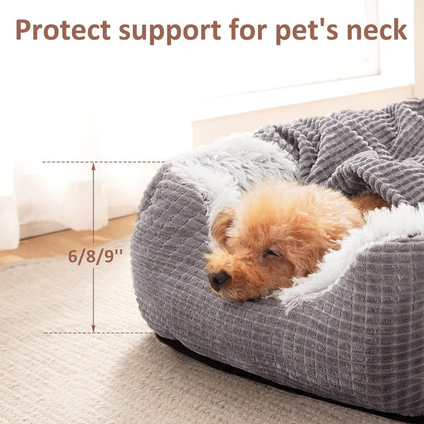 MIXJOY Dog Beds for Small Dogs, Rectangle Cave Hooded Blanket Puppy Bed, Luxury Orthopedic Cat Beds for Indoor Cats, Warmth and Machine Washable (20 Inches, Grey)5