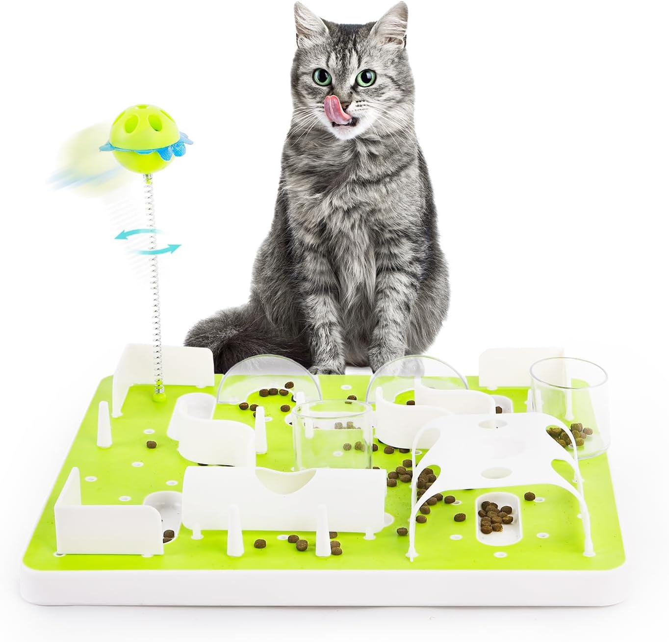 all-for-paws-interactive-cat-puzzle-feeder-slow-feed-toy-mental-stimulation-treat-dispenser-maze-for-indoor-cats-enrichment-cat-food-toy