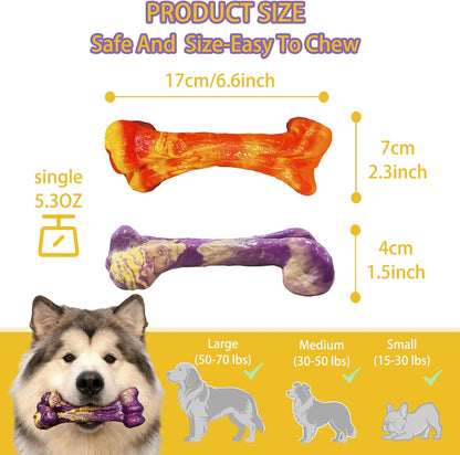 3-Pack Dog Chew Toys for Aggressive Chewers, Indestructible Bone | Tough Dog Toys for Medium Large Breed to Keep Them Busy,Dental Textured, Long Lasting,Beef Flavor4