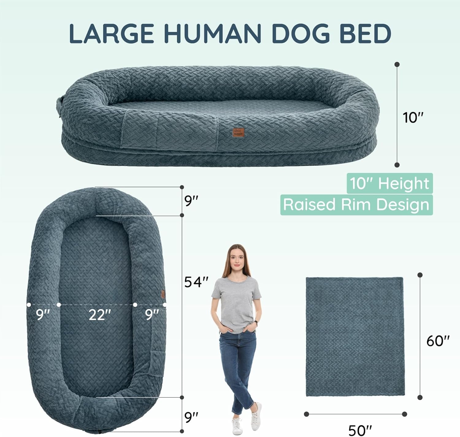 chixnuggle-orthopedic-human-dog-bed-with-faux-fur-washable-cover-blanket-bluish-grey-72-40-10-giant-dog-bed-for-adult-or-extra-large-dogs-egg-crate-foam-non-slip-bottom