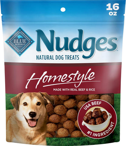 Blue Buffalo Nudges Beef & Rice Homestyle Natural Dog Treats, Meatball-Inspired Recipe, Healthy Reward or Training Treat, Made in the USA with Real Beef, No Artificial Preservatives, 16 Oz.1
