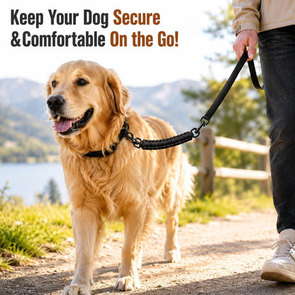 Amabro Handmade Dog Collar Safety Clip Heavy Duty Double Ended 8.66" Black | Handmade Gentle Leader Backup Safety Clip Strap Durable Leash Connector Accessory Compatible Dog Prong Collars Pet Harnesses3