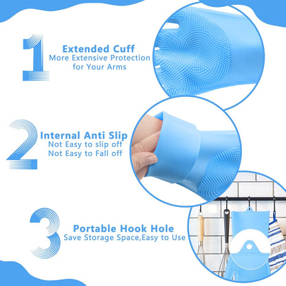 Pet Grooming Gloves—Dog Washing Gloves with High-Density Teeth | Dog Bath Scrubber with Enhanced Five Finger Design, Silicone Gloves for Dogs and Cats Bathing, Massage (Blue)6