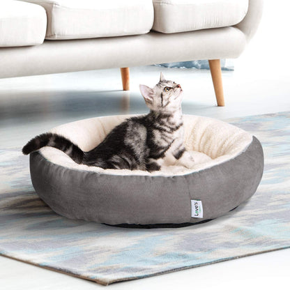 Love'S Cabin round Donut Cat and Dog Cushion Bed, 20In Bed for Cats or Small Dogs, Anti-Slip & Water-Resistant Bottom, Super Soft Durable Fabric Pet Beds, Washable Luxury Cat & Dog Bed Gray2