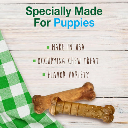 Nylabone Healthy Edibles Natural Puppy Chews Long Lasting Treats for Puppies, Roast Beef/Apple/Bacon Dog Treats, X-Small/Petite (3 Count)3