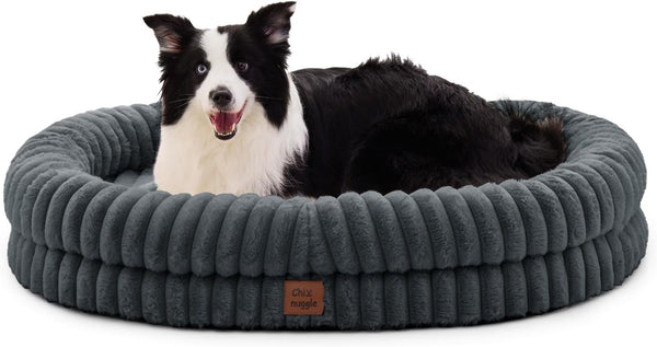 Chixnuggle Orthopedic Dog Bed, Washable Cover, Faux Fur Bolster Pet Couch | Waterproof,Egg Crate Foam,Non-Slip Bottom,For Small Medium Dogs,Dark Grey,30*24*7,Dog Sofa,Puppy Bed31