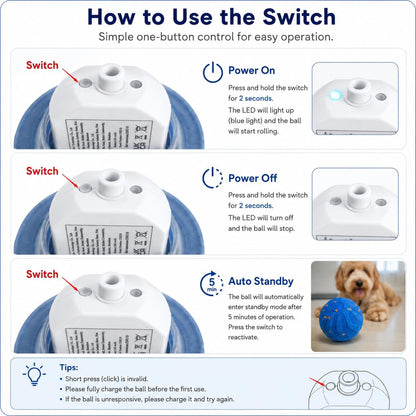 Smart Dog Ball - High-Elasticity E-TPU Interactive Toy, Automatic Rolling Ball with 2 Modes & LED Glow, 350Mah Long Battery Life, Motion Activated & USB-C Rechargeable for Dogs8