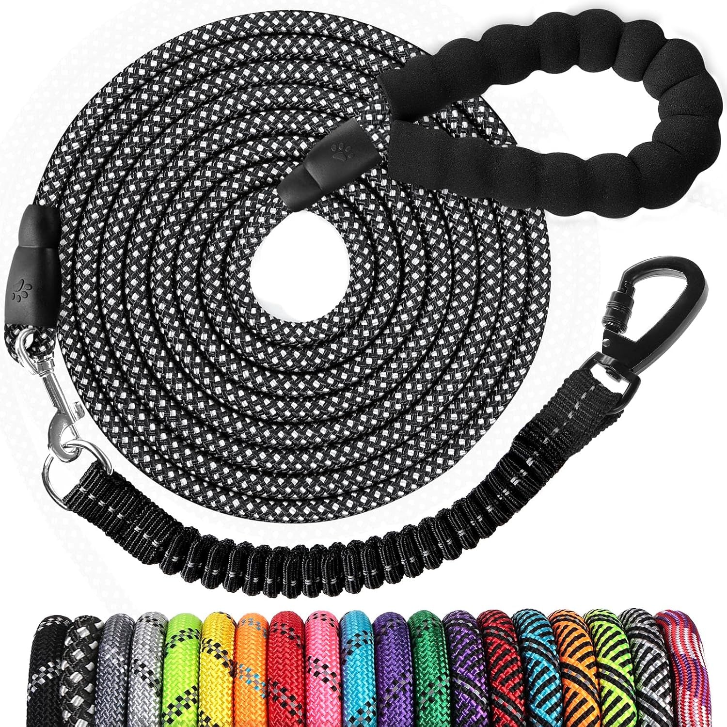 long-dog-leash-15-ft-heavy-duty-rope-leashes-for-dogs-training-with-swivel-lockable-hook-reflective-threads-bungee-and-padded-handle-dog-lead-for-large-small-medium-dogs-outside-walking-hiking