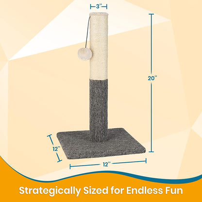 Pawbee 20" Cat Scratching Post with Hanging Ball, Modern Sisal Rope Pole, Scratcher Tower for Indoor Kitten2