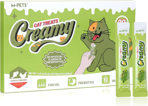 M-PETS Creamy Lickable Cat Treats – 4 Flavor Variety Pack, 20 Tubes of Healthy Squeeze up Snacks with Functional Nutrients for Hydration, Skin & Coat, and Digestive Health – Grain Free, High Protein11