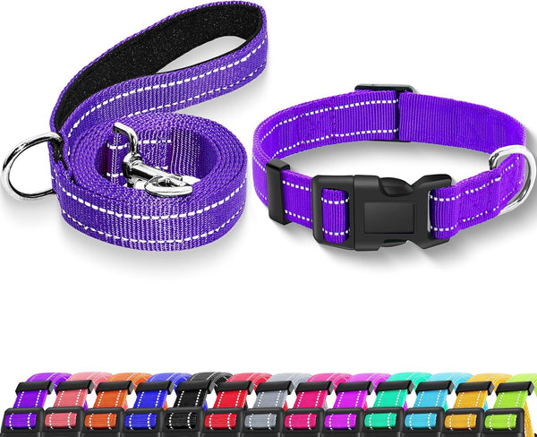Reflective Dog Collar with Safety Locking Buckle, Adjustable Soft Breathable Nylon Collars for Small, Medium and Large Dogs(Collar+Leash XS Width 5/8" Turquoise) | Adjustable Soft Breathable Nylon Collars for Small, Medium and Large Dogs (XS Width 5/8" Turquoise)10