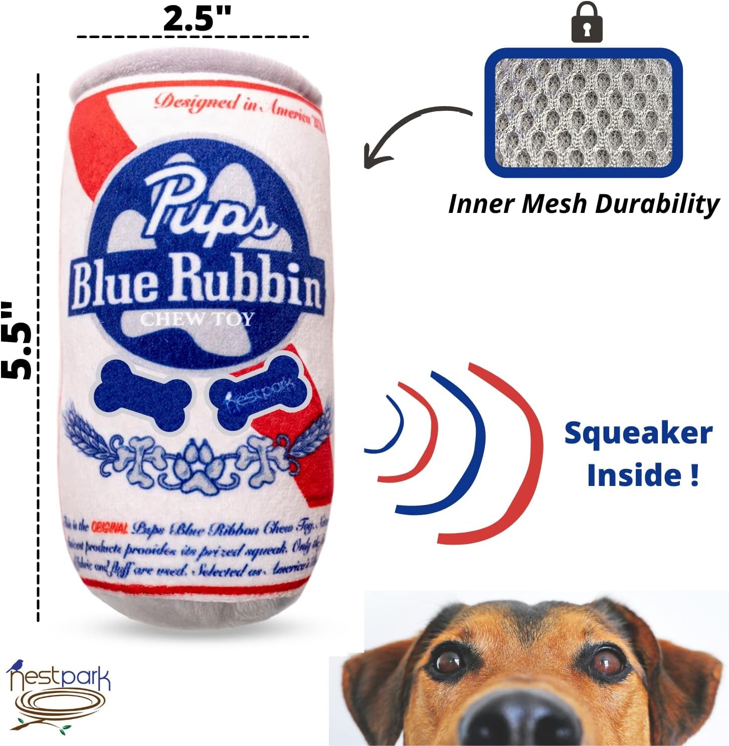 nestpark-pup-light-and-pups-blue-rubbin-parody-beer-dog-toys-funny-plush-squeaky-and-crinkle-dog-toys-dog-gifts-for-dog-birthday-2-pack-mix